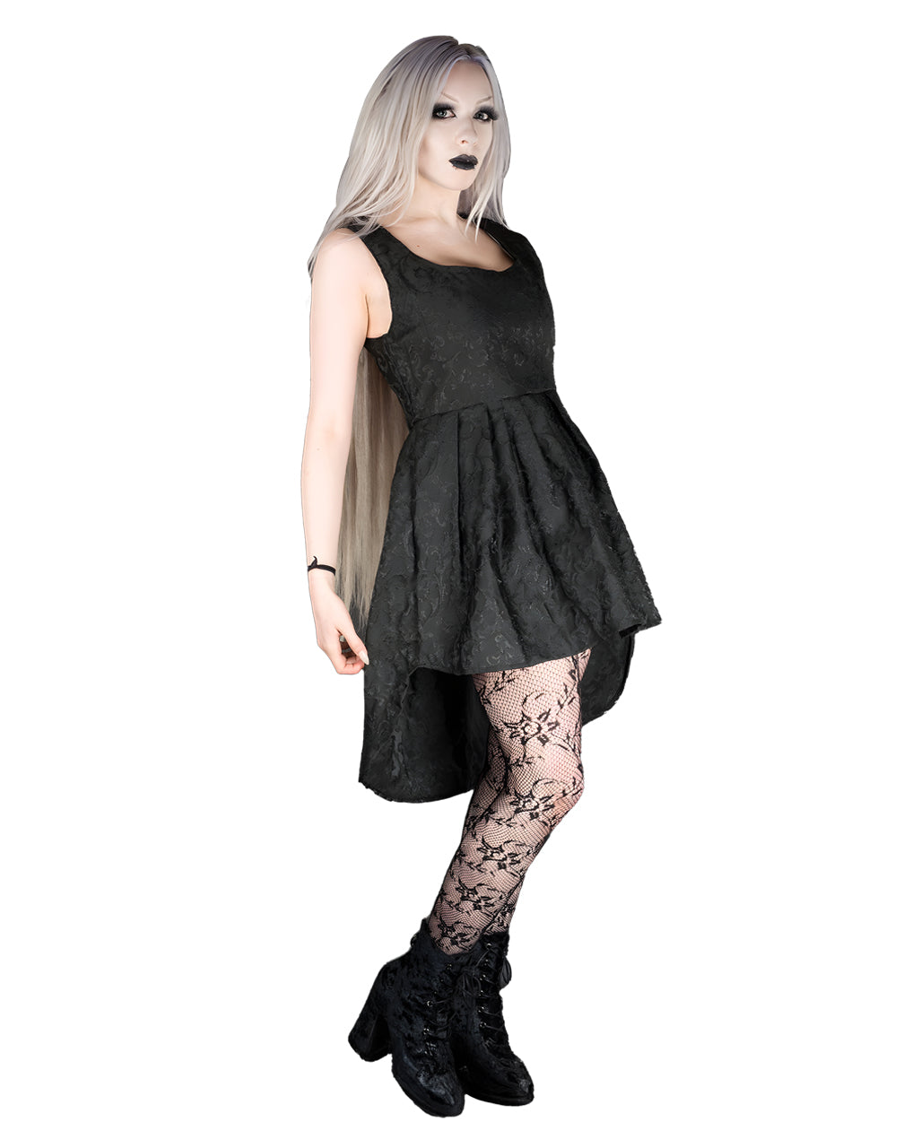 Kurzes Brokatkleid Onyx schwarz