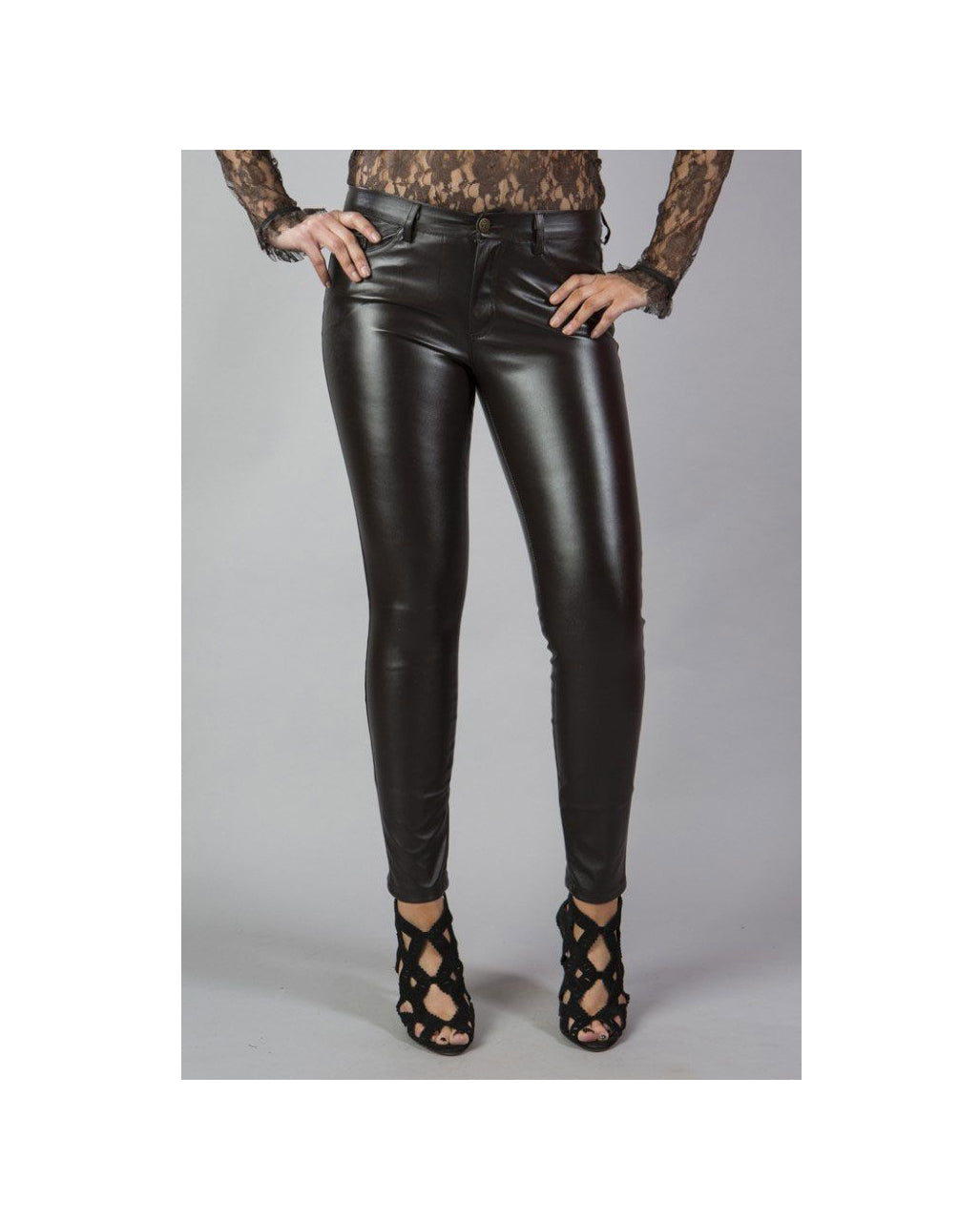 Braune Burleska Lederimitat Hose Demonia