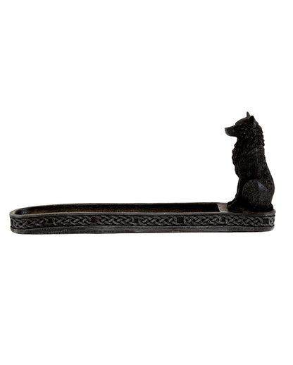 Catching The Scent Obsidian Wolf Räucherstäbchen Halter 25cm