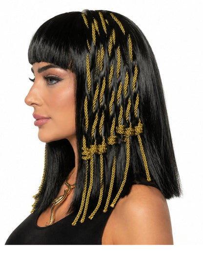 Parrucca Cleopatra con cordoncini dorati