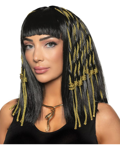 Parrucca Cleopatra con cordoncini dorati