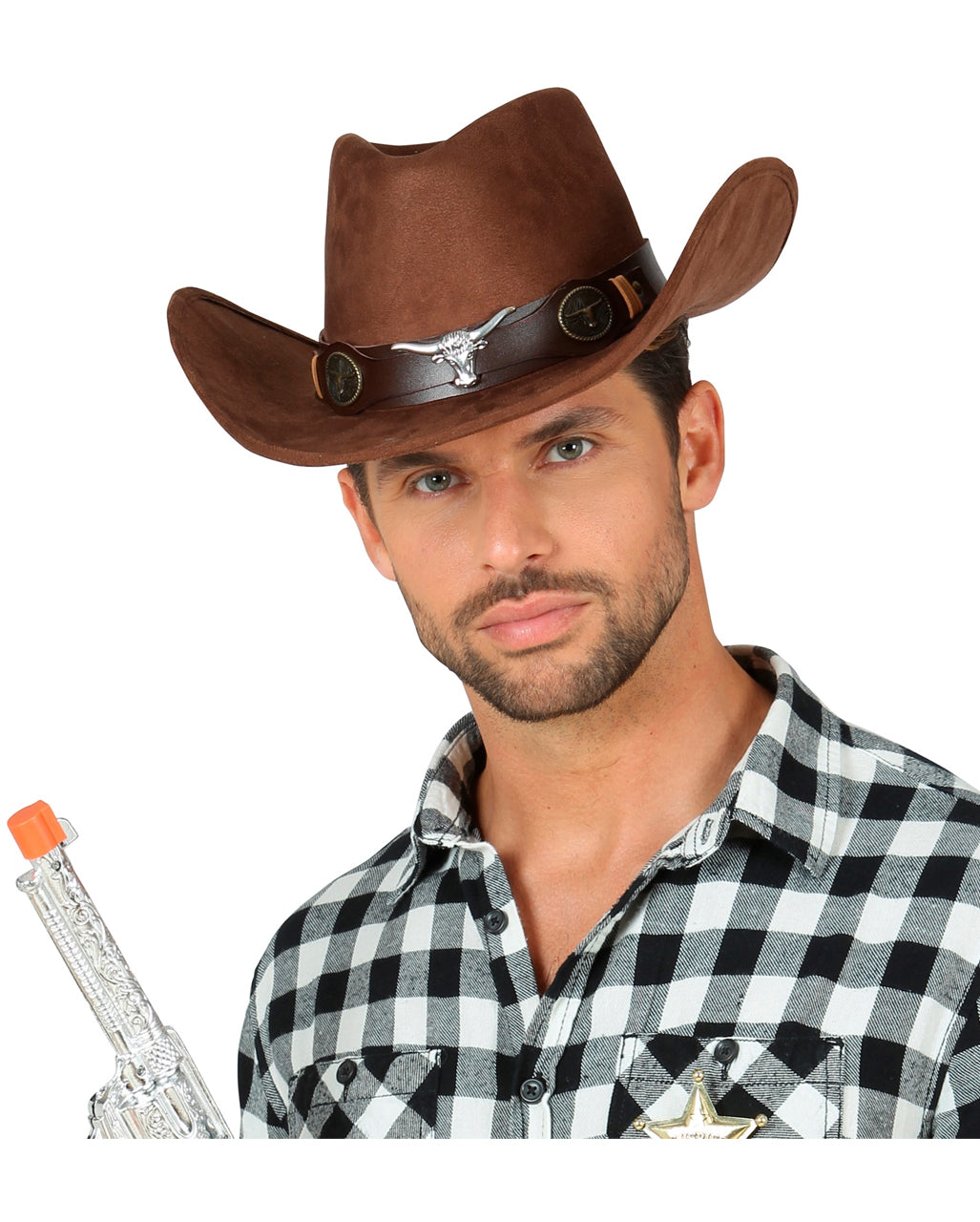 Cowboyhut Braun in Wildlederoptik