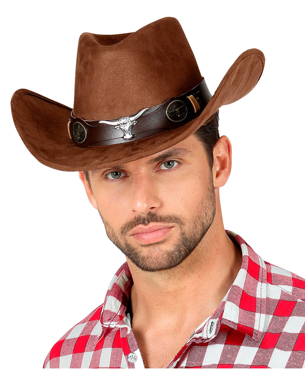 Cowboyhut Braun in Wildlederoptik