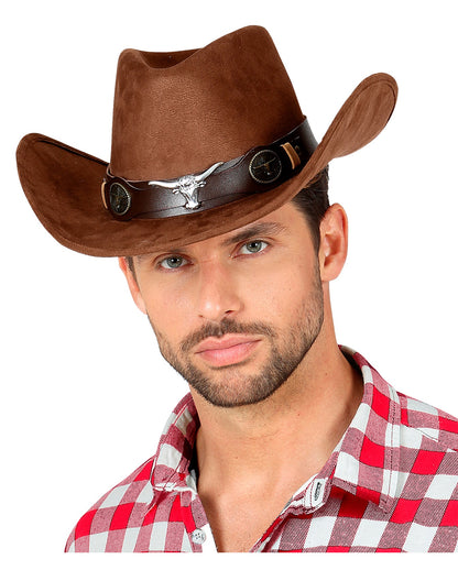 Cowboyhut Braun in Wildlederoptik