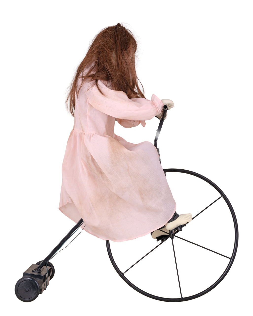 Creepy Cycling Cindy, animatronica di Halloween | Suono e movimento, 94x72 cm