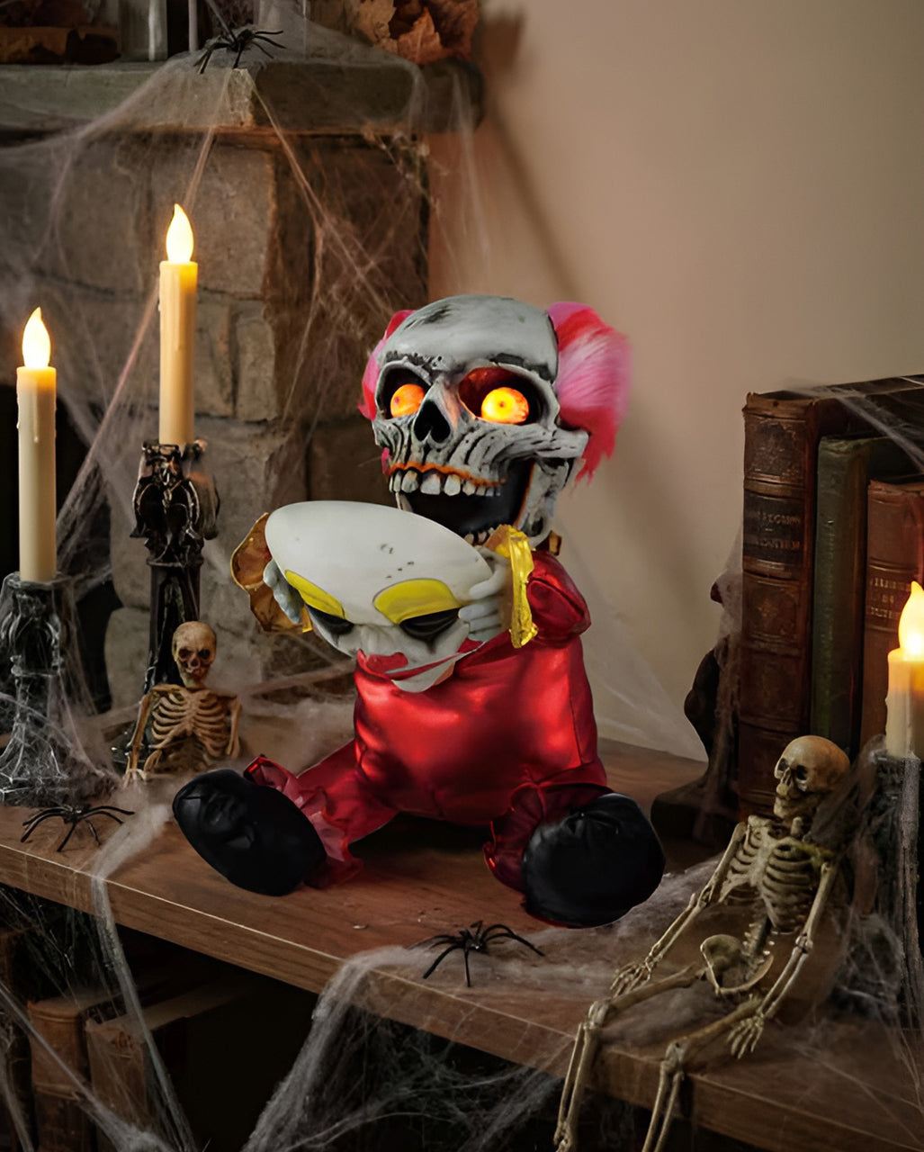 Creepy Horror Clown mit aufklappender Maske 34cm