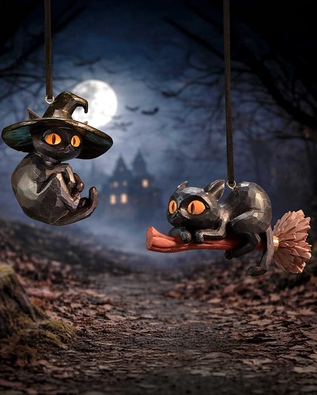 Curse & Claw Halloween Cats Hanging Ornaments (Set of 2) 7cm