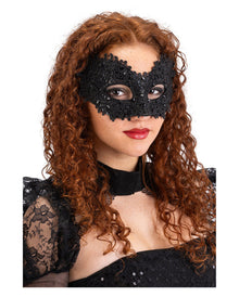 Dark Elegance Augenmaske mit Spitze & Strass