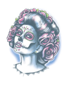 Tag der Toten Klebetattoo Senora Muerte