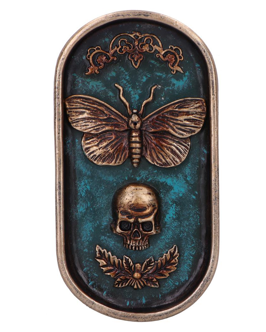 Totenkopf mit Mottenflügel Räucherstäbchen Halter 17cm