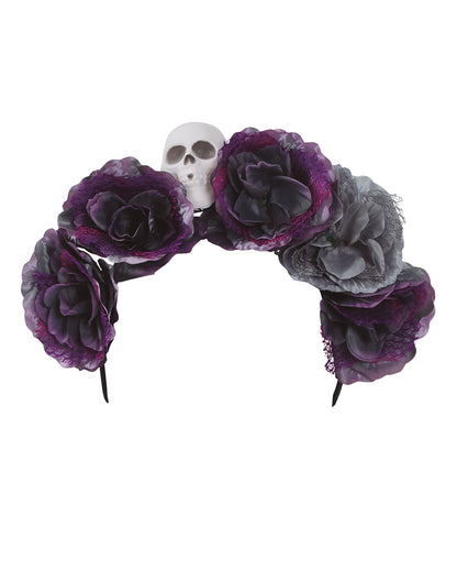 Dia de los Muertos Totenkopf Haarreif mit Blumen