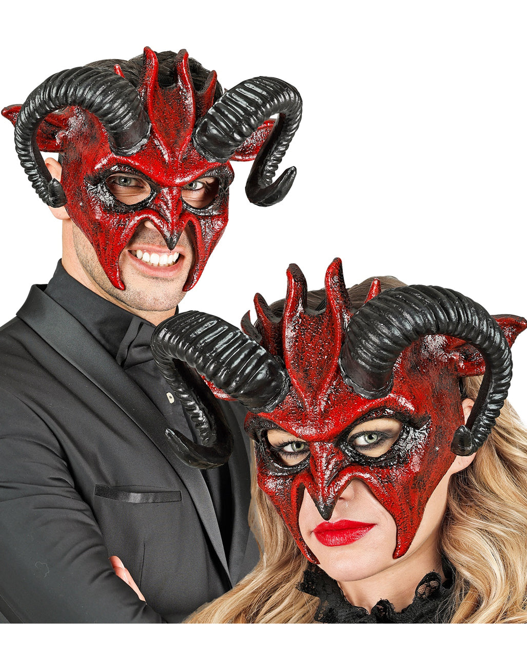 Diabolische Teufels Maske mit Hörner