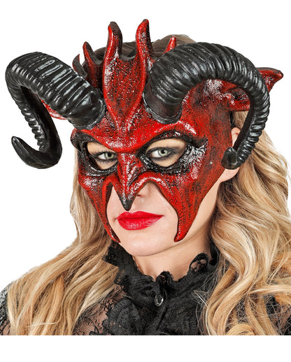 Diabolische Teufels Maske mit Hörner
