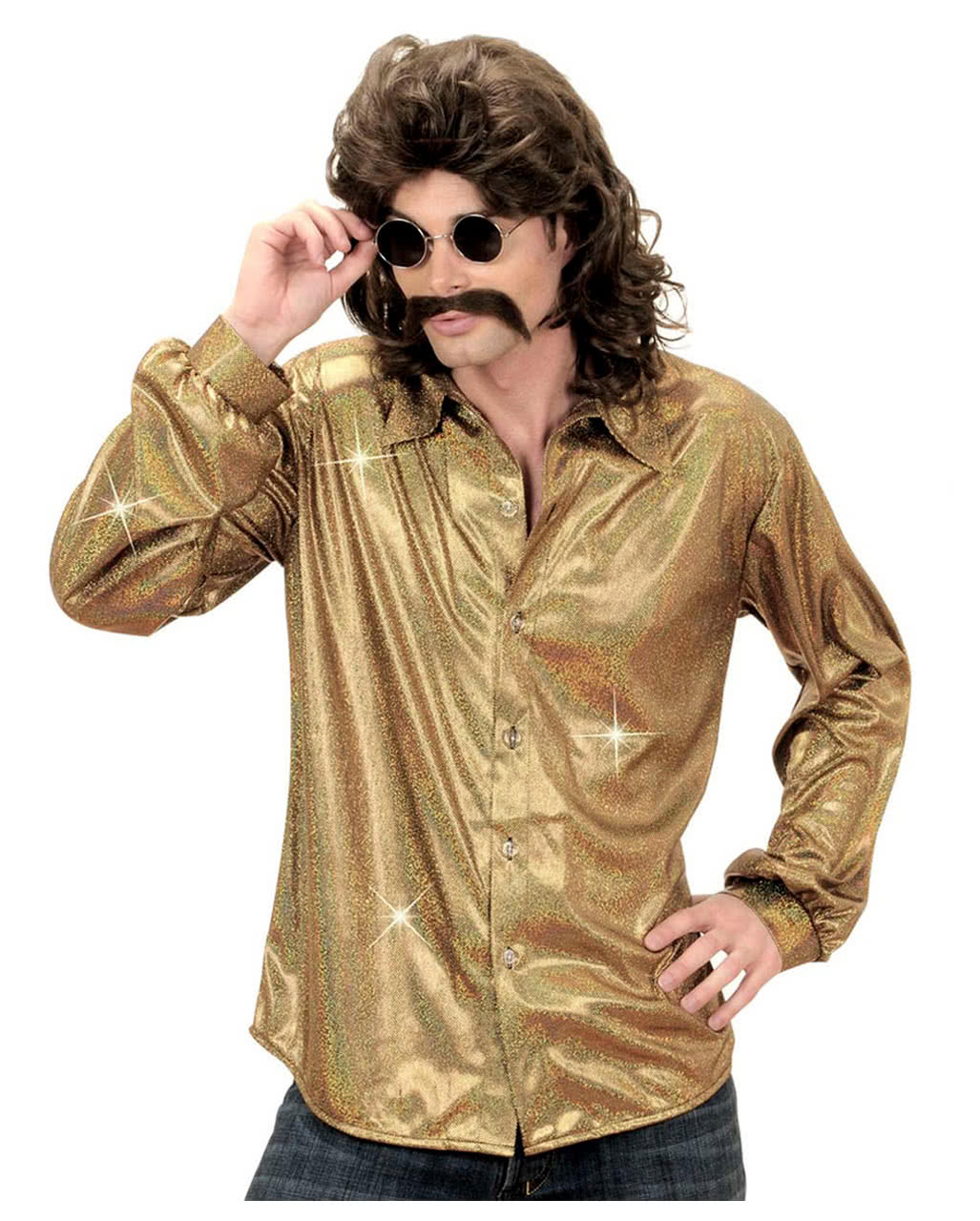 80er Jahre Disco-Hemd Gold