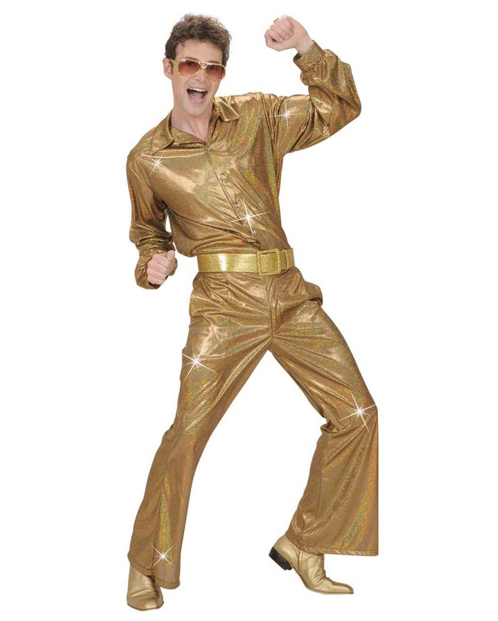 80er Jahre Disco-Hemd Gold