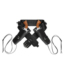 Doppelter Westernpistolen Halter Schwarz