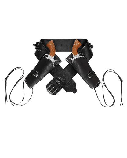 Doppelter Westernpistolen Halter Schwarz