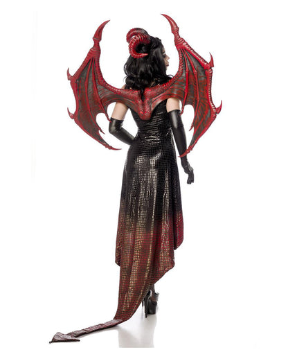 Drachen Lady Kostüm mit Flügeln