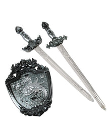 2 Schwerter mit Drachen Schild