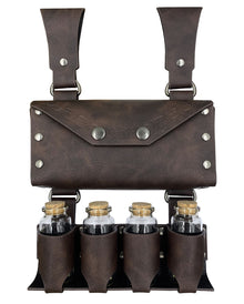 Braune Mittelalter Gürteltasche mit 4 Trankflaschen