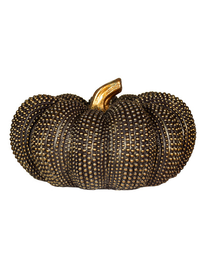 Eleganter Goldglänzender Kürbis als Tischdeko 20cm