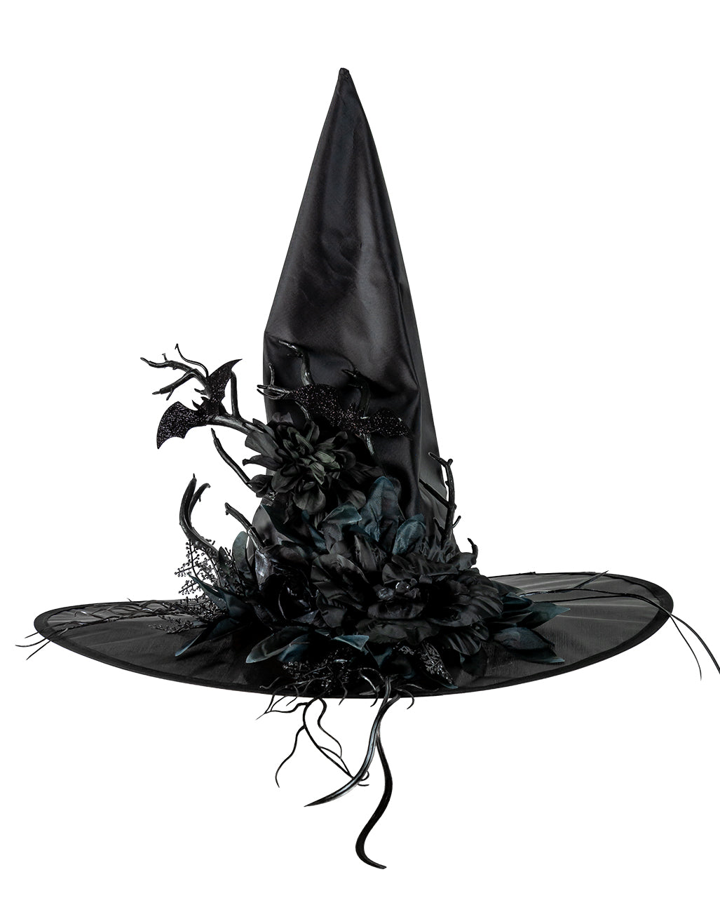 Eleganter Gothic Hexenhut mit Rosen & Fledermäusen