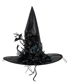 Eleganter Gothic Hexenhut mit Rosen & Fledermäusen