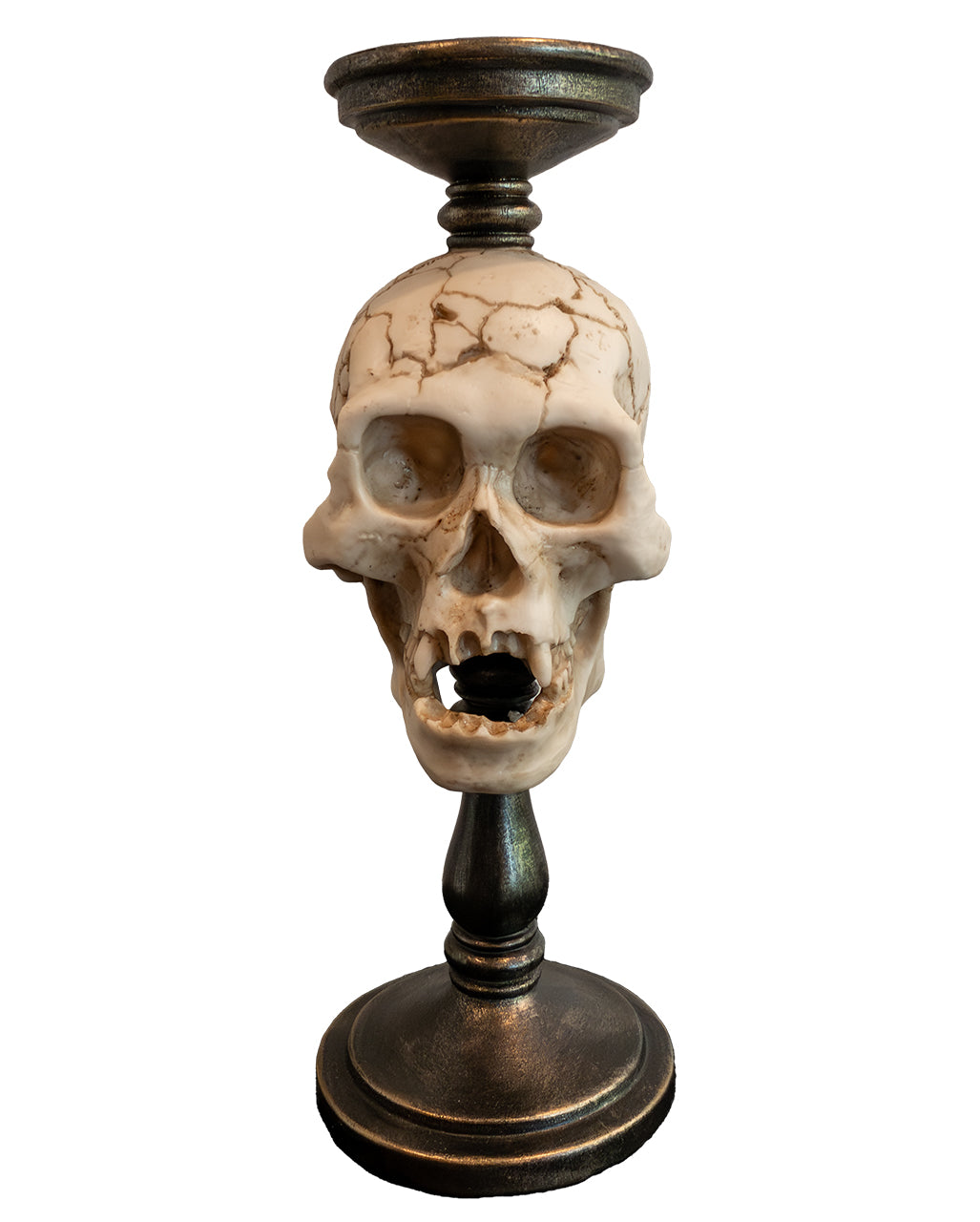 Eleganter Totenkopf Kerzenständer 34cm