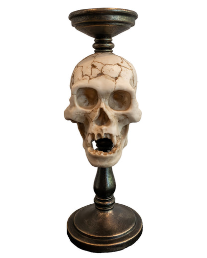Eleganter Totenkopf Kerzenständer 34cm