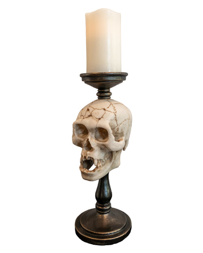 Eleganter Totenkopf Kerzenständer 34cm