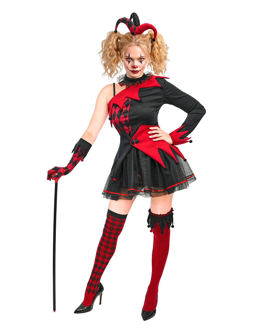 Evil Jester Harlekin Damen Kostüm