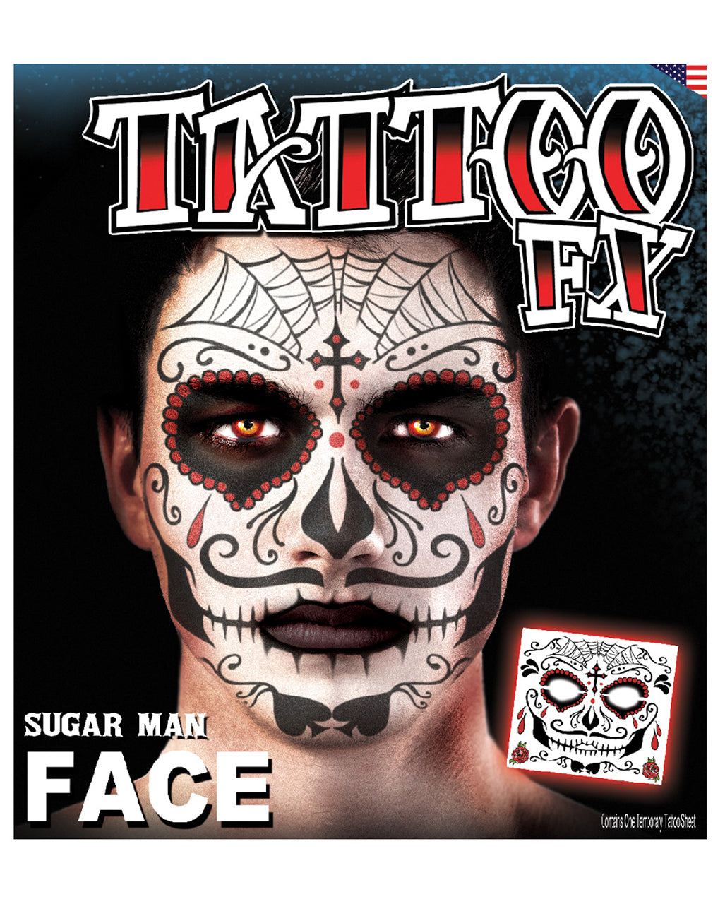 Gesichtstattoo Sugar Skull männlich
