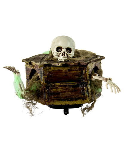 Fahrender Sarg mit Skelett Animatronic 34cm