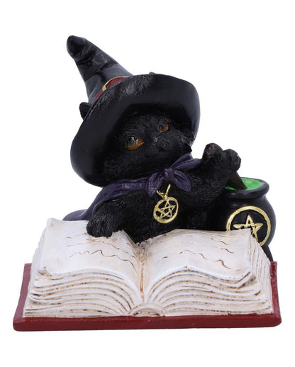 Katzenfigur mit Hexenhut & Hexenkessel 8,5cm