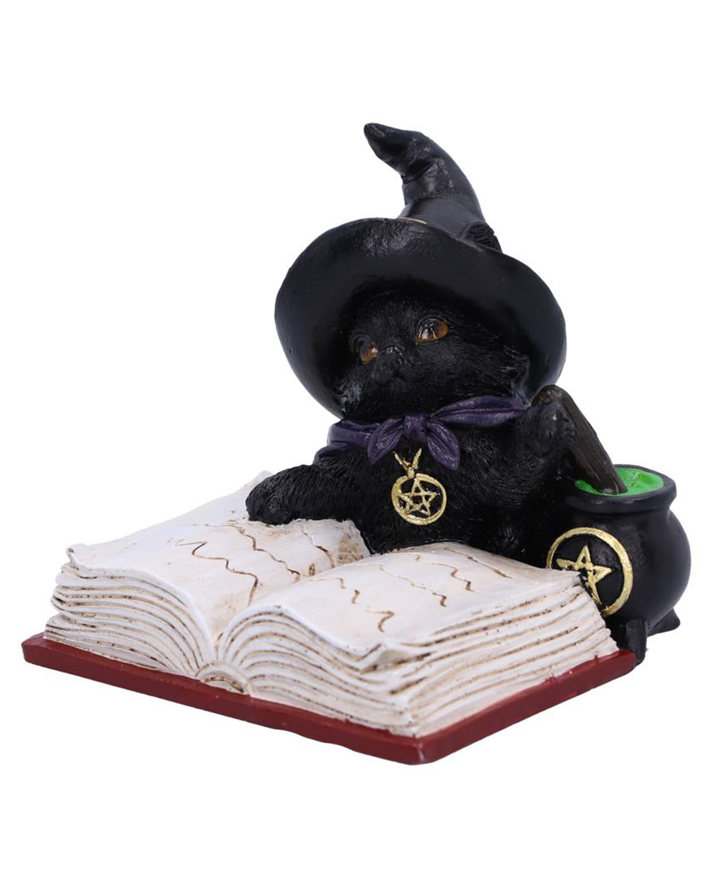 Katzenfigur mit Hexenhut & Hexenkessel 8,5cm