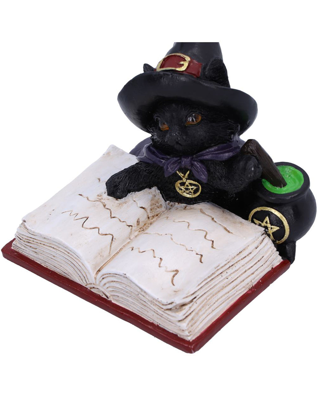 Katzenfigur mit Hexenhut & Hexenkessel 8,5cm