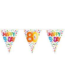 Farbenfrohe Happy B-Day 80 Wimpelgirlande 10m