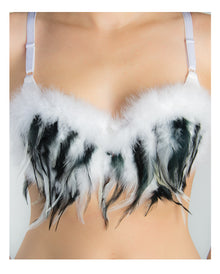 Feder Bustier weiß-schwarz