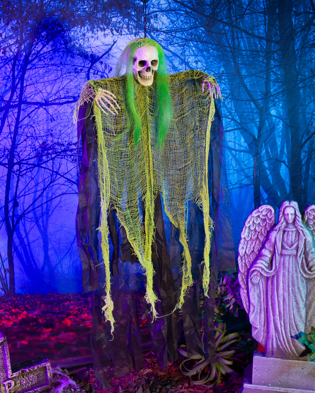 Fantasma A Brandelli Con Capelli Verde Neon 110 Cm