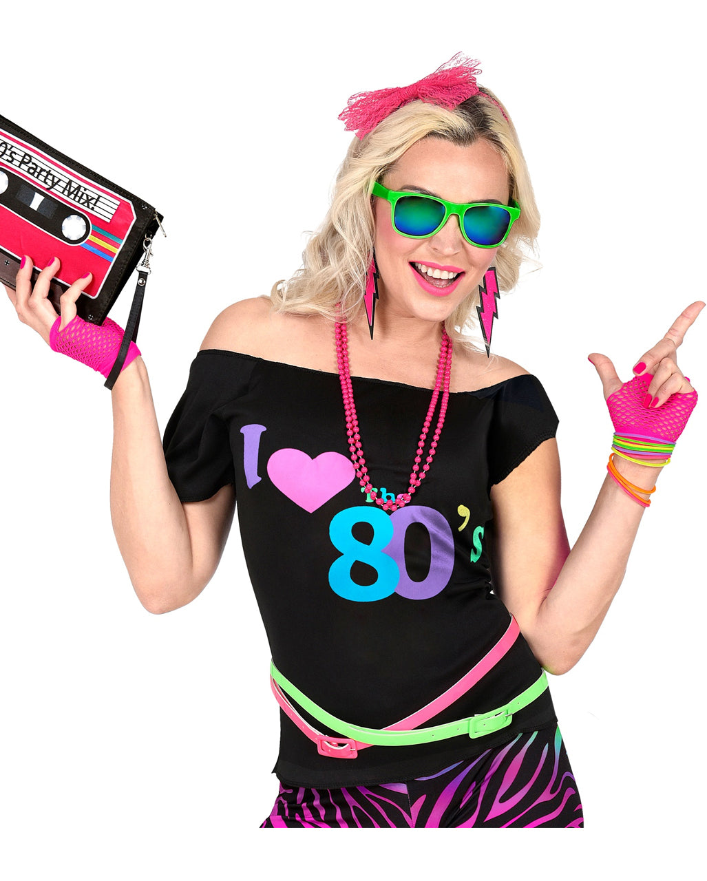 Fingerless Short Mesh Gloves Neon Pink