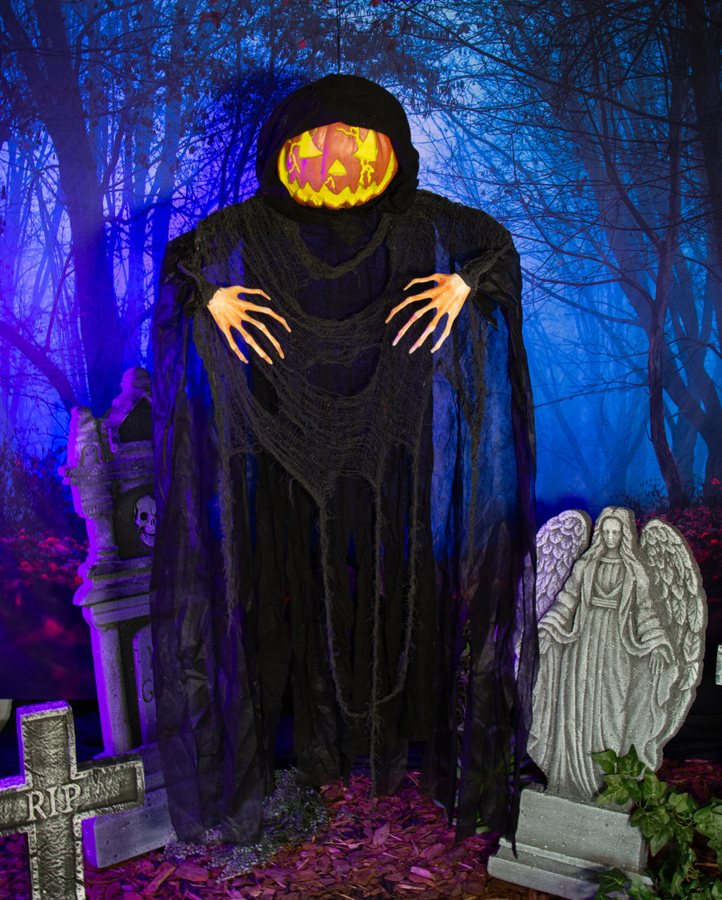 Flickering Pumpkin Phantom Hanging Figure 153cm