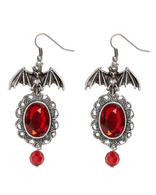 Pendientes Traje De Murciélago Con Gema Roja