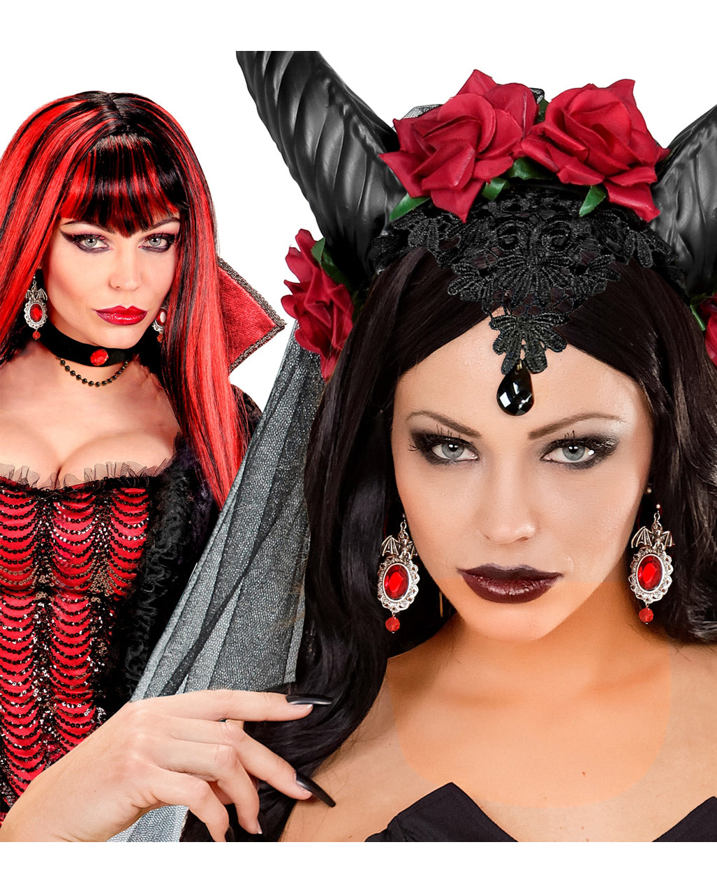 Bat Costume Earrings With Red Gemstone