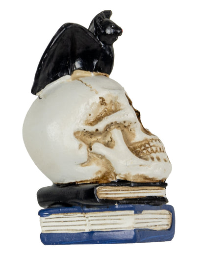 Fledermaus auf Totenschädel Figur 10cm