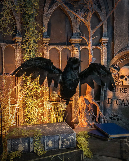 Wing Flapping Raven Halloween Animatronic