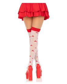 Overknees mit Fliegenpilzen