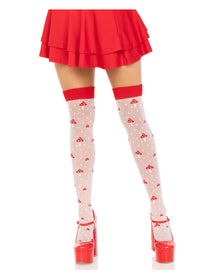Overknees mit Fliegenpilzen