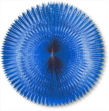 Ventaglio pieghevole in lamina di metallo blu 120 cm