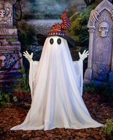 Frecher Halloween Geist mit Hexenhut Animatronic 80cm