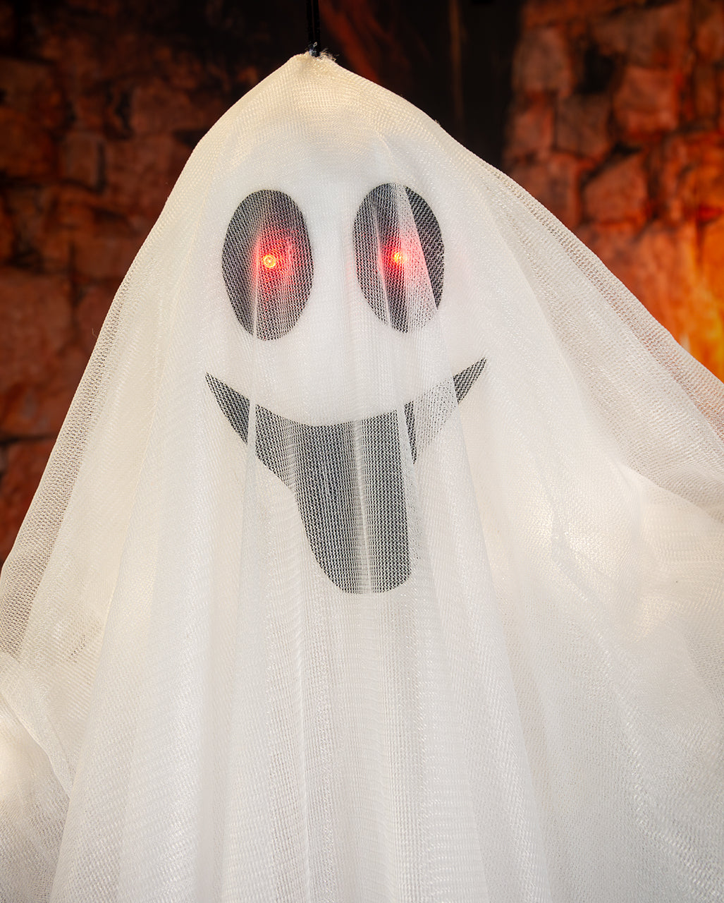 Friendly Ghost Hanging Figure With LED & Pumpkin Bag 177cm